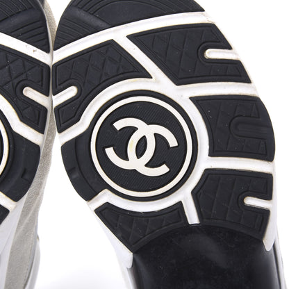 Chanel Suede Calfskin CC Sneakers 38 White Silver Fluo Pink 6 of 10