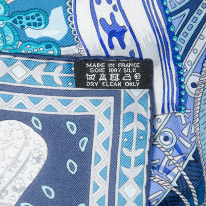 Hermes Silk Cavaliers du Caucase Scarf 90 Marine Gris Turquoise 5 of 5