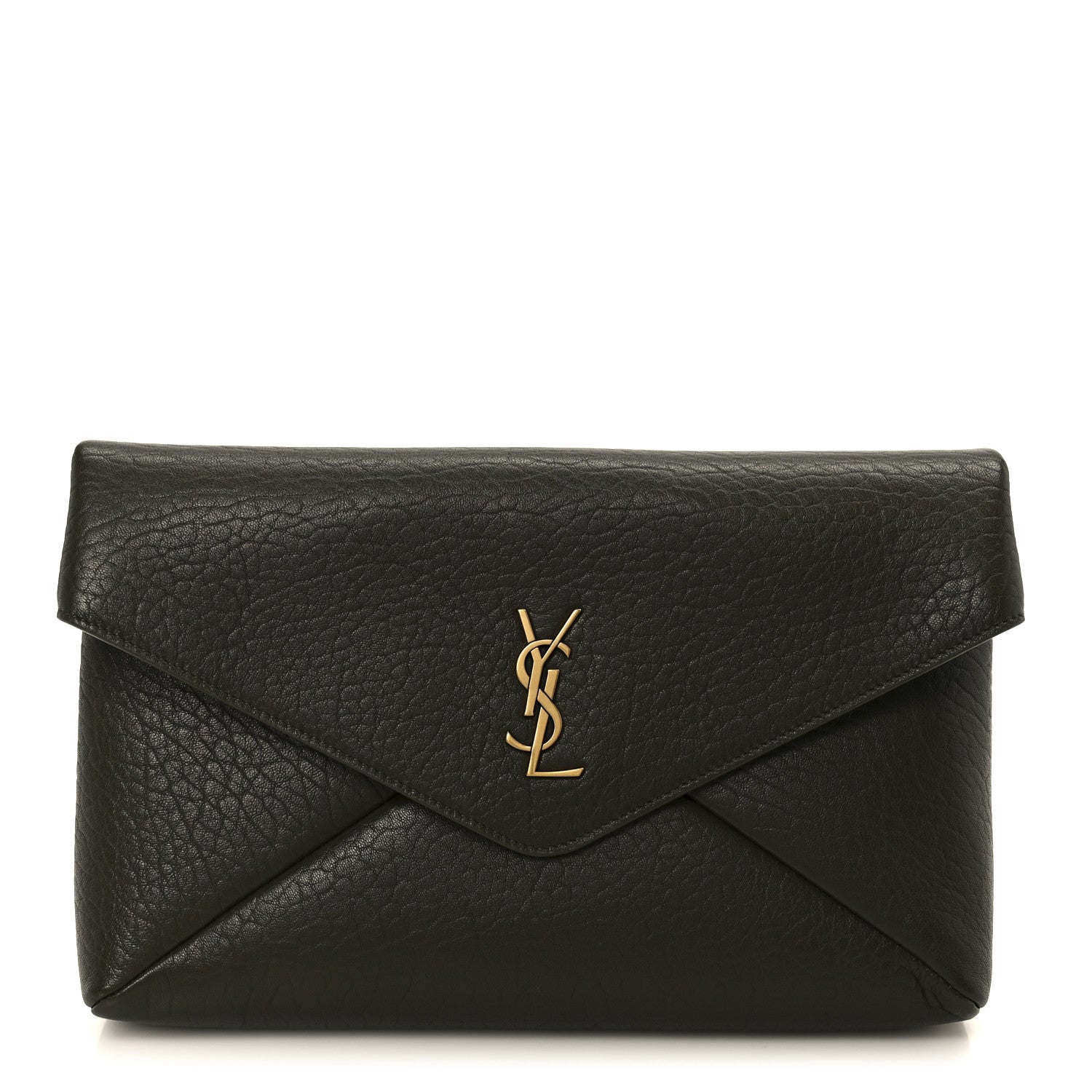 Saint Laurent Lambskin Large Cassandre Envelope Pouch Light Musk 1 of 8