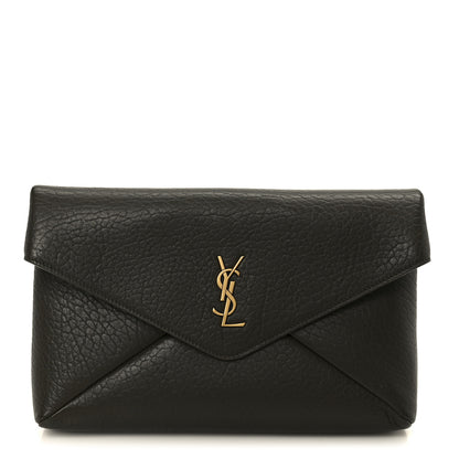 Saint Laurent Lambskin Large Cassandre Envelope Pouch Light Musk 1 of 8