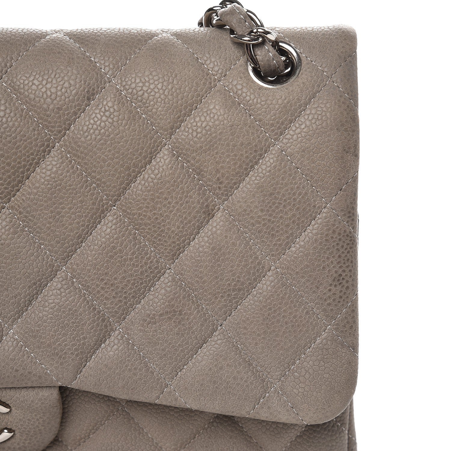 Chanel Iridescent Caviar Quilted Jumbo Double Flap Light Grey 11 of 11