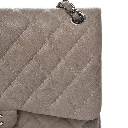 Chanel Iridescent Caviar Quilted Jumbo Double Flap Light Grey 11 of 11