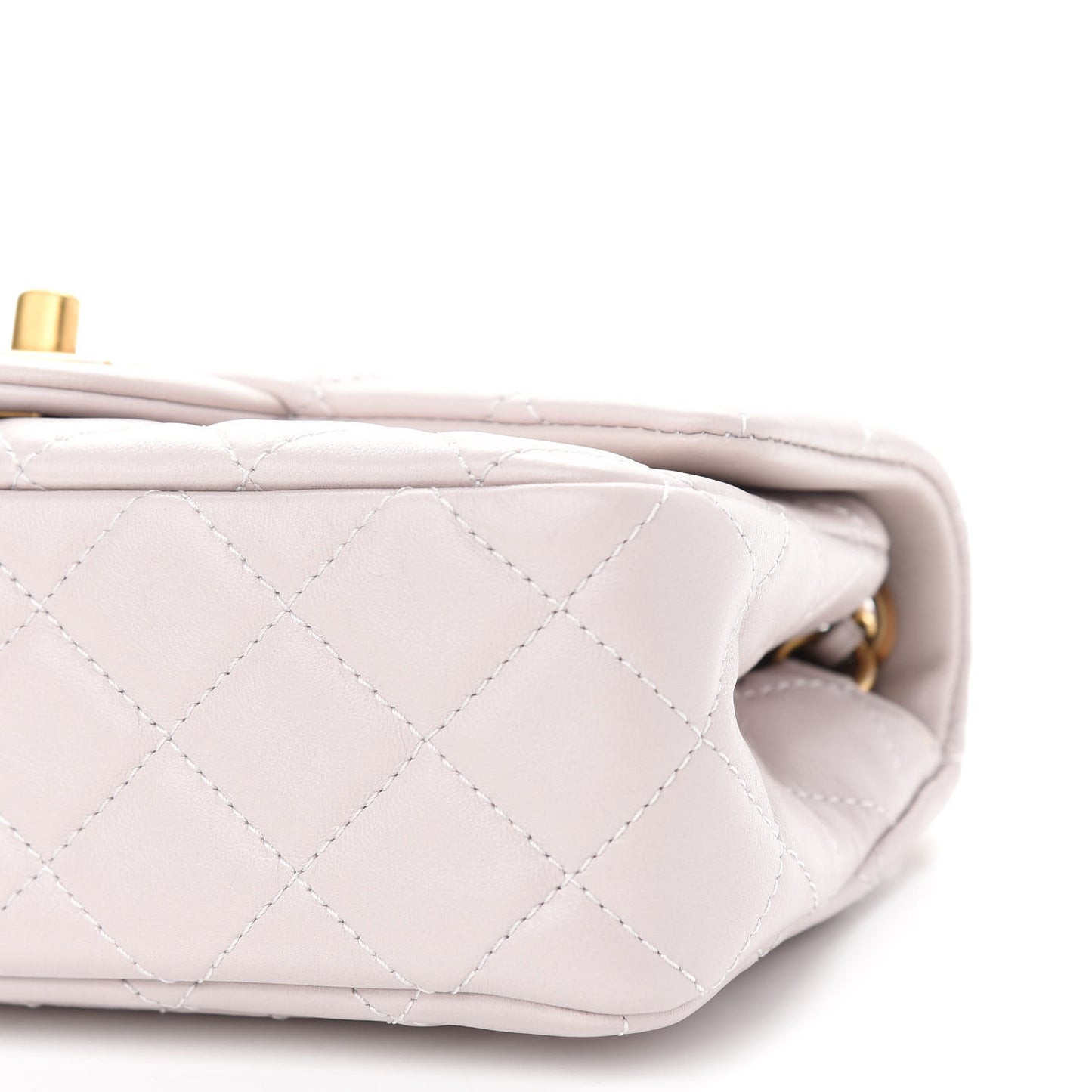Lambskin Quilted Mini Rectangular Pearl Crush Flap Light Purple