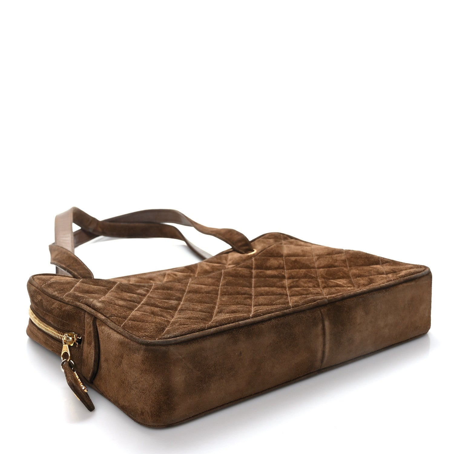 Chanel Suede Quilted Shoulder Bag Brown 4 of 10