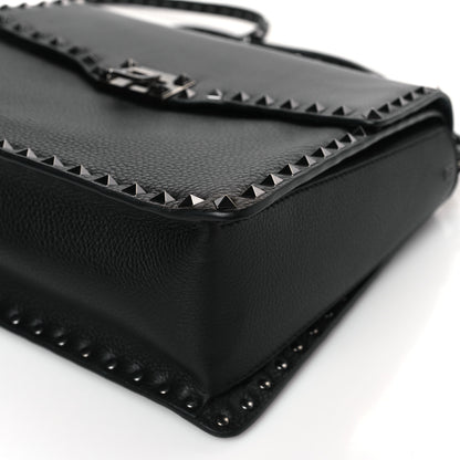 Valentino Garavani Grained Calfskin Rockstud Top Handle Flap Shoulder Bag Black 8 of 8
