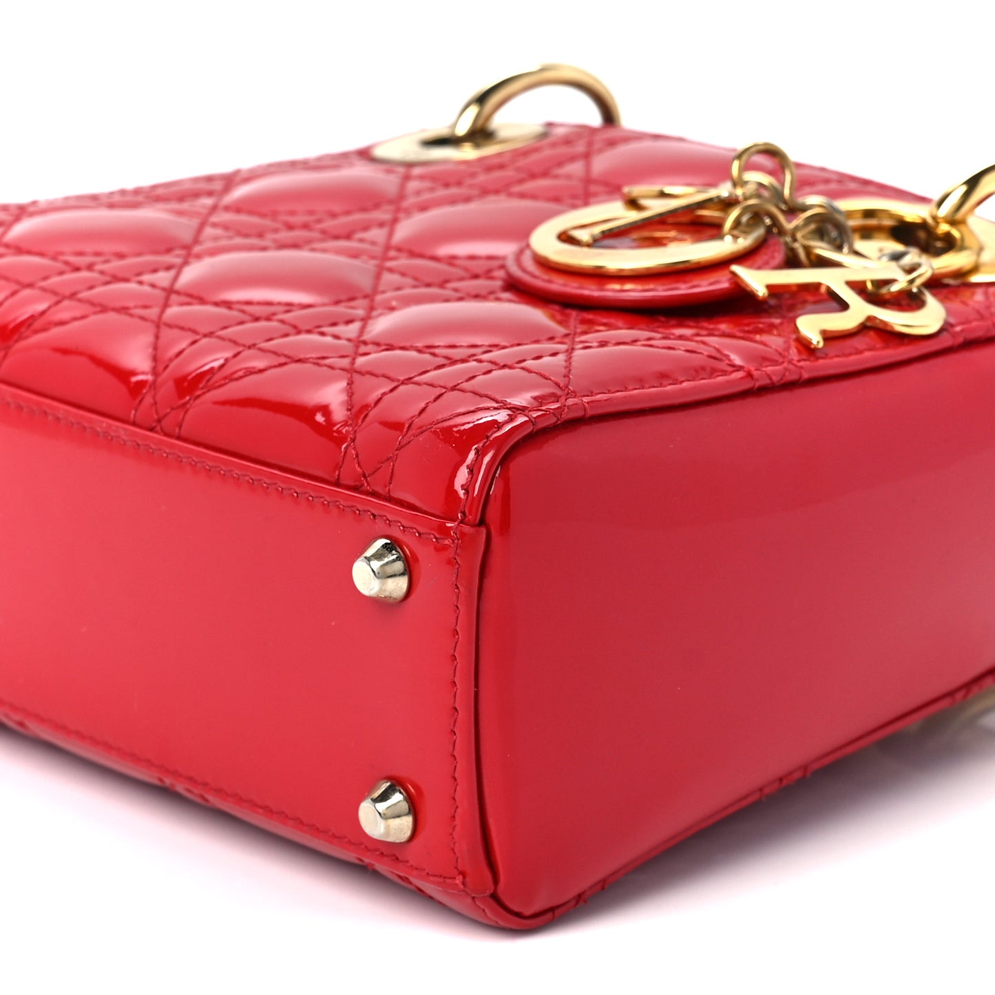 Patent Cannage Mini Lady Dior Red