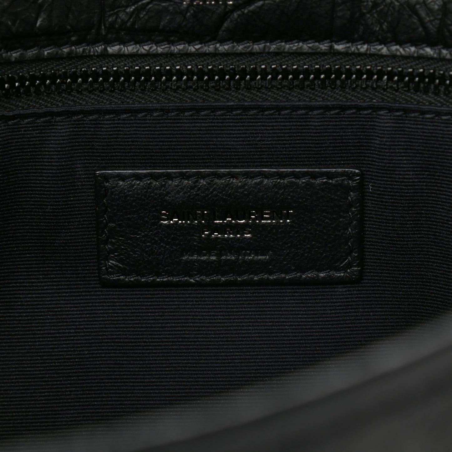 Lambskin Crocodile Embossed Monogram Medium Niki Chain Satchel Black