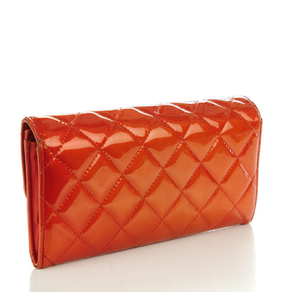 Chanel Patent Quilted Brilliant Large Flap Wallet Orange 3 of 10