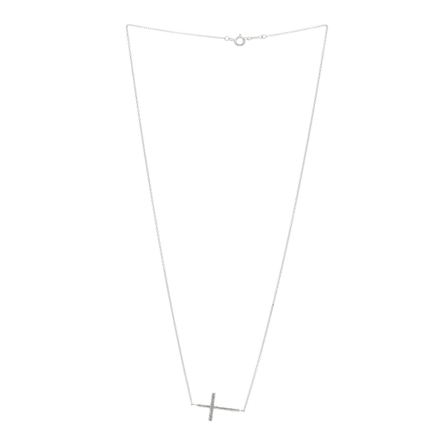 Sterling Silver Paloma Picasso Hammered Sideways Cross Pendant Necklace
