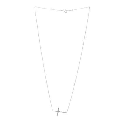 Tiffany Sterling Silver Paloma Picasso Hammered Sideways Cross Pendant Necklace 2 of 3