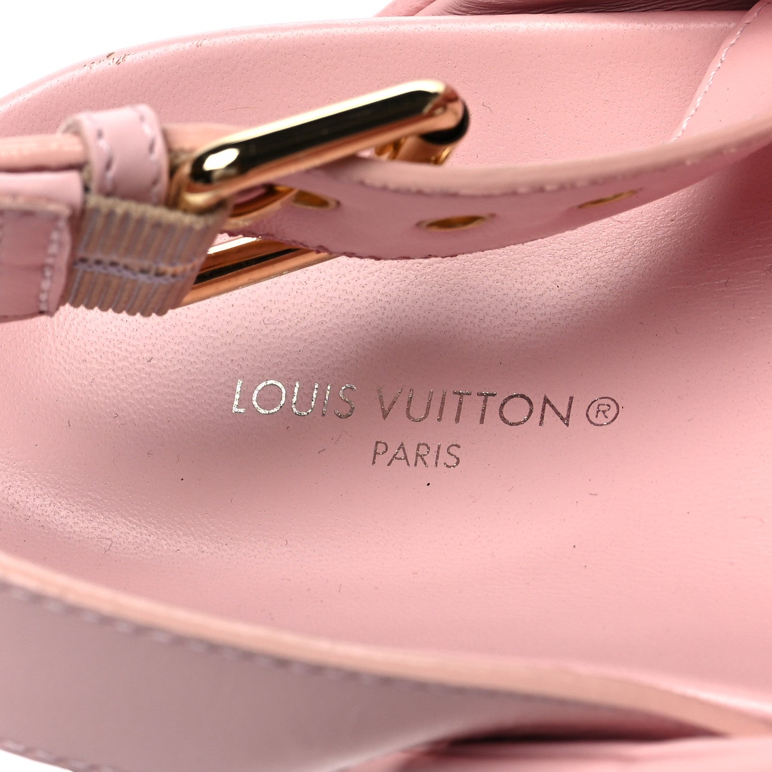 Louis Vuitton Lambskin Monogram Embossed Paseo Flat Comfort Sandals 39 Rose Clair 7 of 7