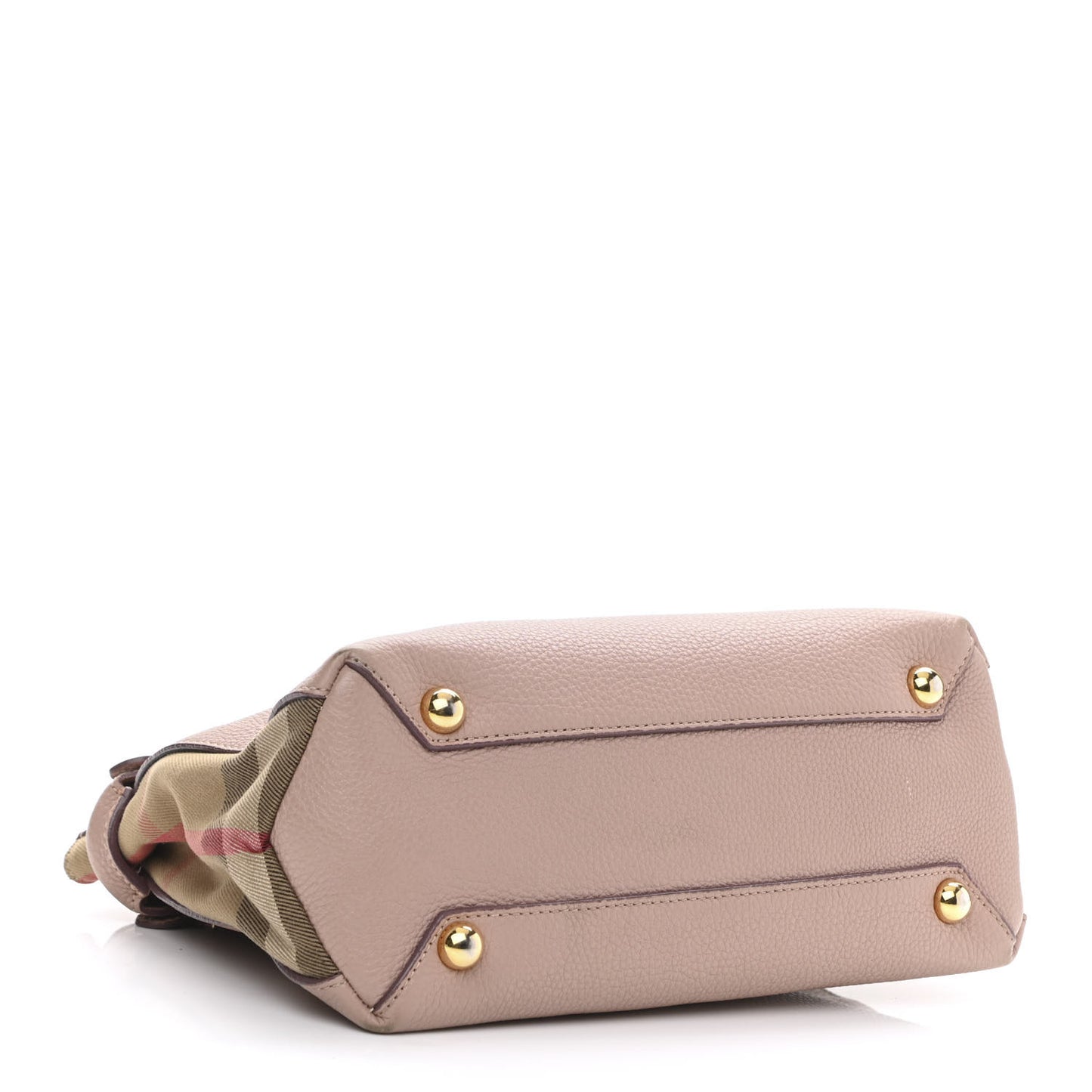Grainy Calfskin House Check Small Banner Tote Nude Blush