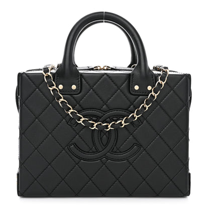Chanel Calfskin Quilted Studded Square Vanity Case Black 1 of 10
