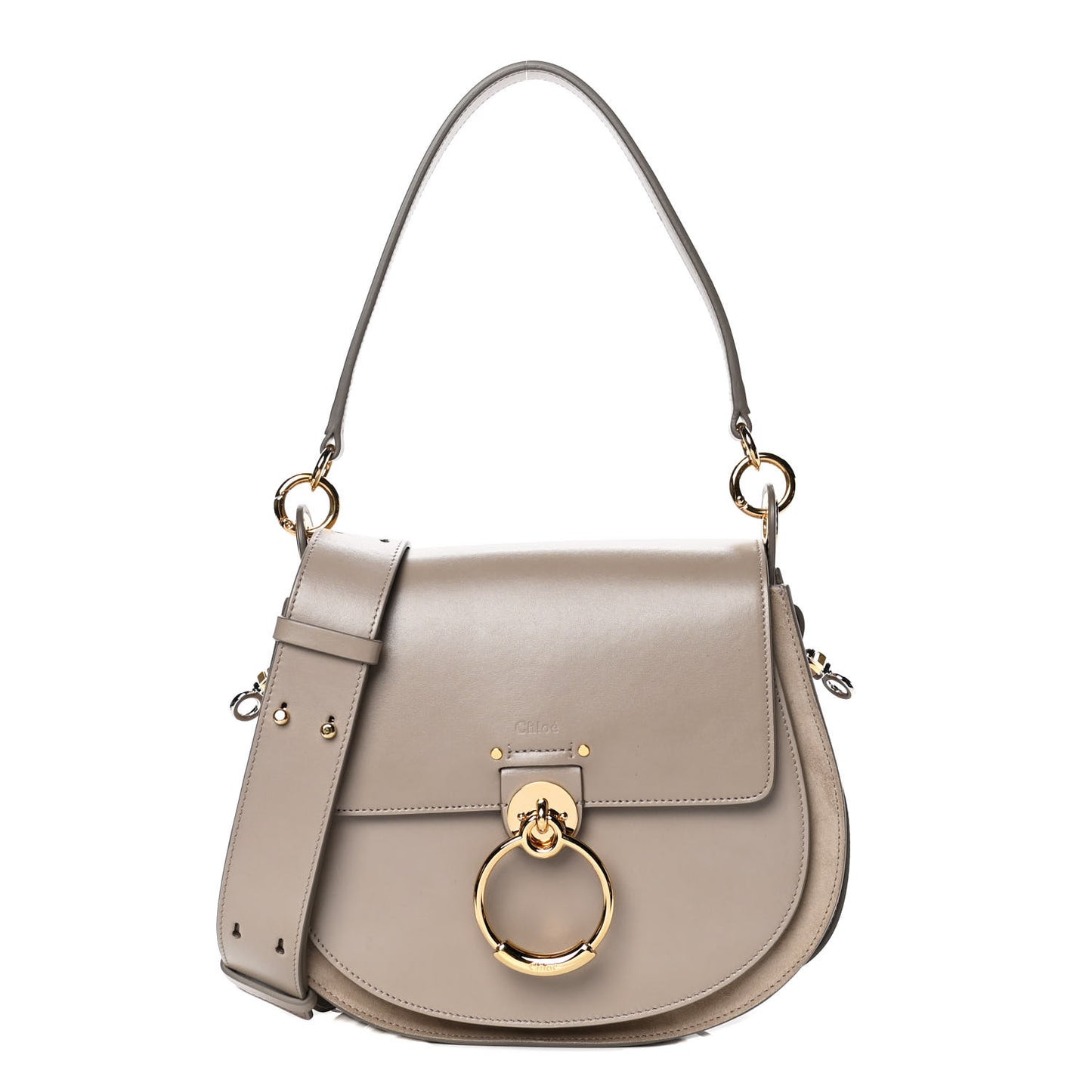 Calfskin Suede Large Tess Bag Motty Grey
