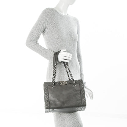 Chanel Calfskin Boy Reverso Shopping Tote Grey 2 of 7