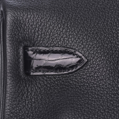 Hermes Taurillon Novillo Shiny Niloticus Crocodile Birkin Touch 30 Black 11 of 32