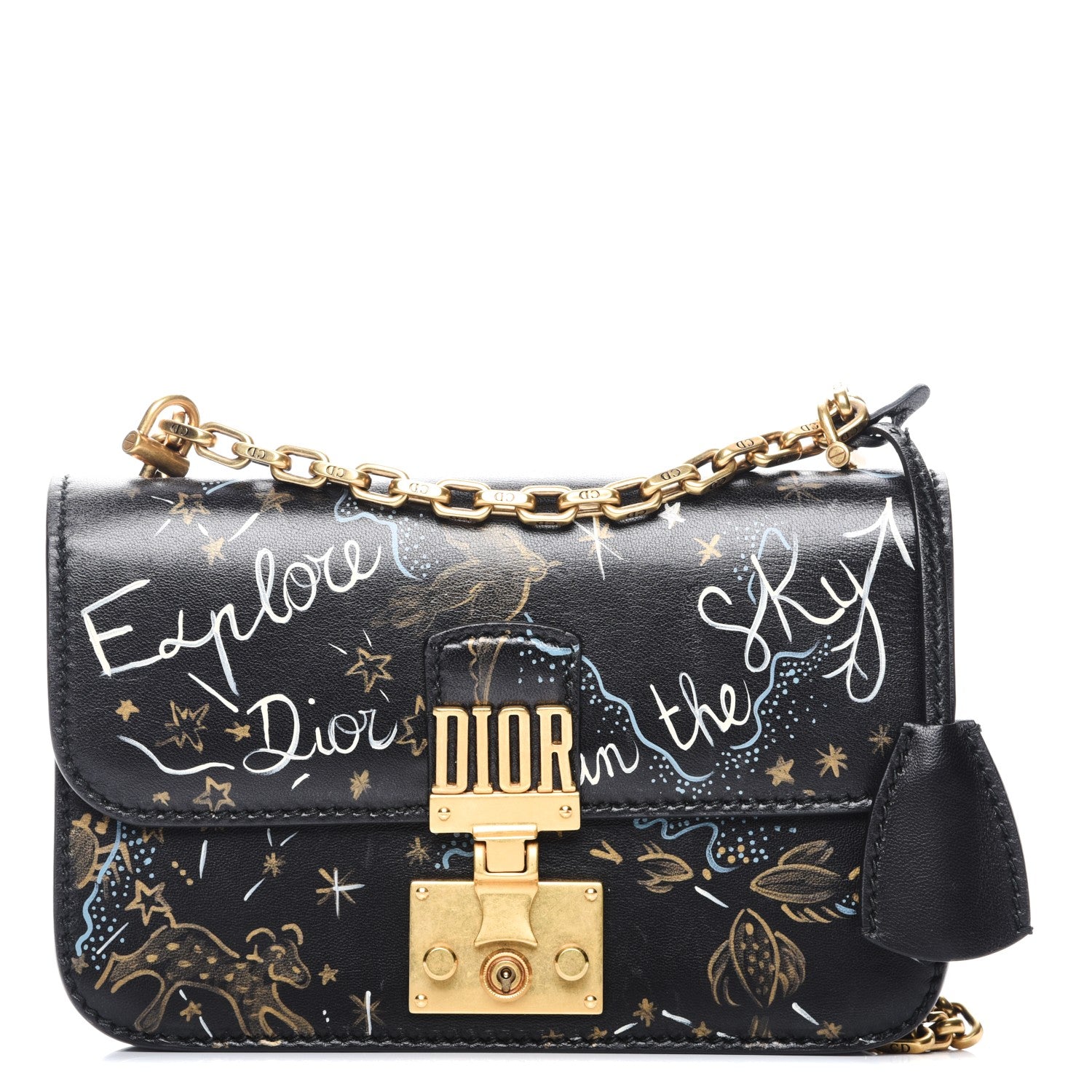 Christian Dior Lambskin Hand Painted Small Dioraddict Flap Bag Black 1 of 7