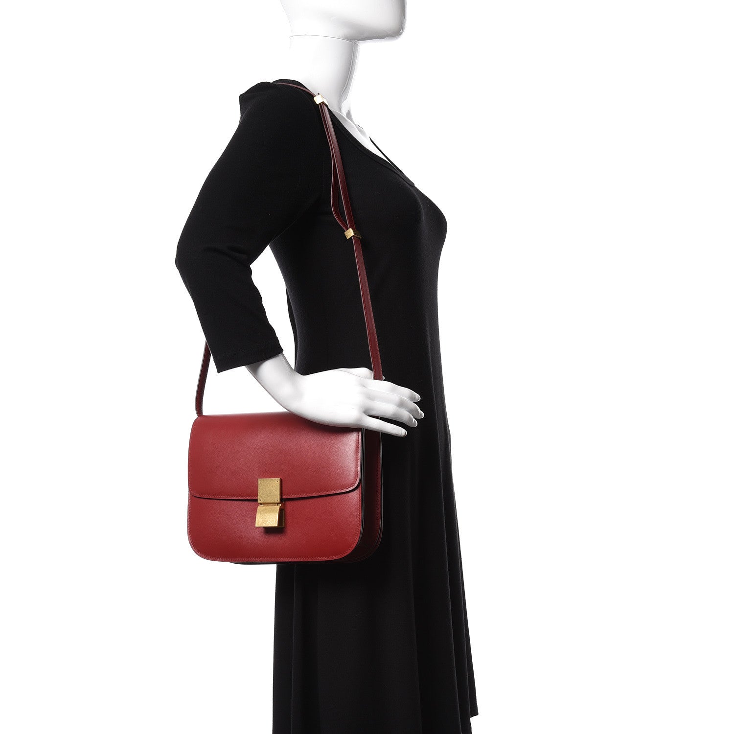 Celine Box Calfskin Medium Classic Box Flap Bag Red 2 of 9