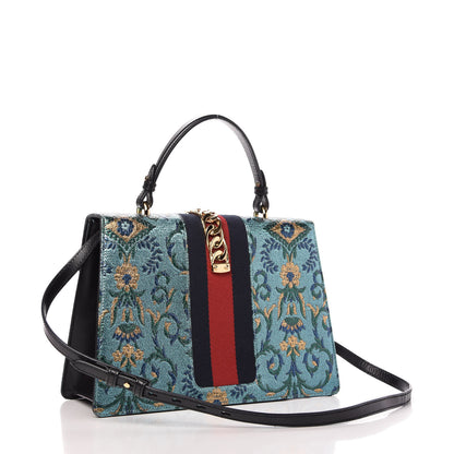 Gucci Iridescent Brocade Medium Sylvie Top Handle Bag Blue 3 of 11