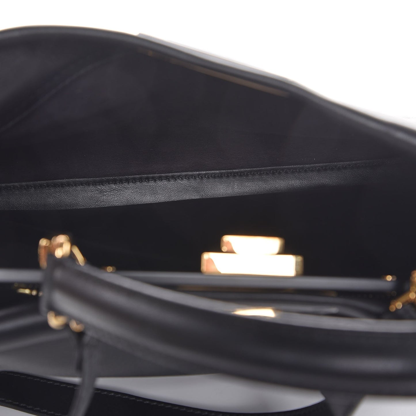 Vitello Seta Shiny Nappa Medium Peekaboo Iconic Satchel Black
