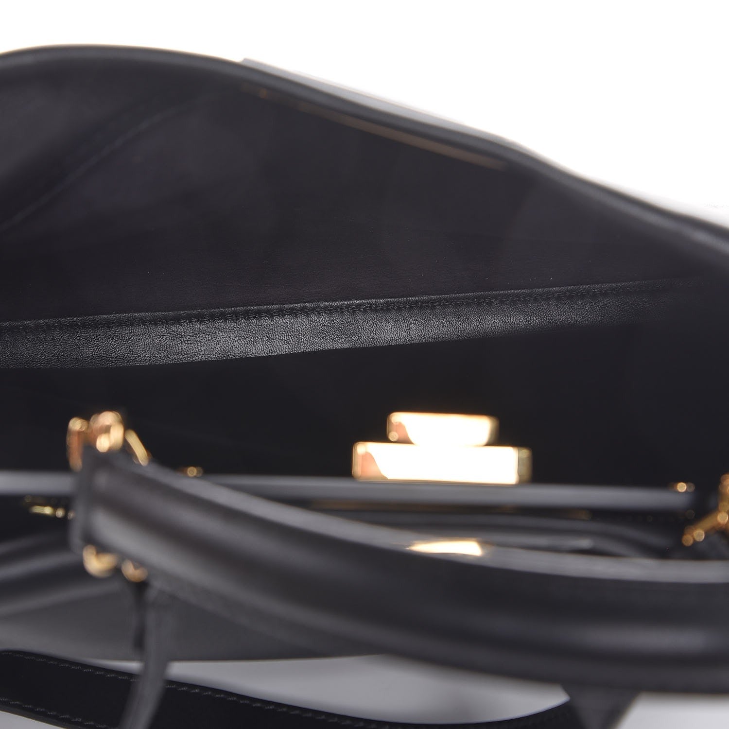 Fendi Vitello Seta Shiny Nappa Medium Peekaboo Iconic Satchel Black 6 of 8