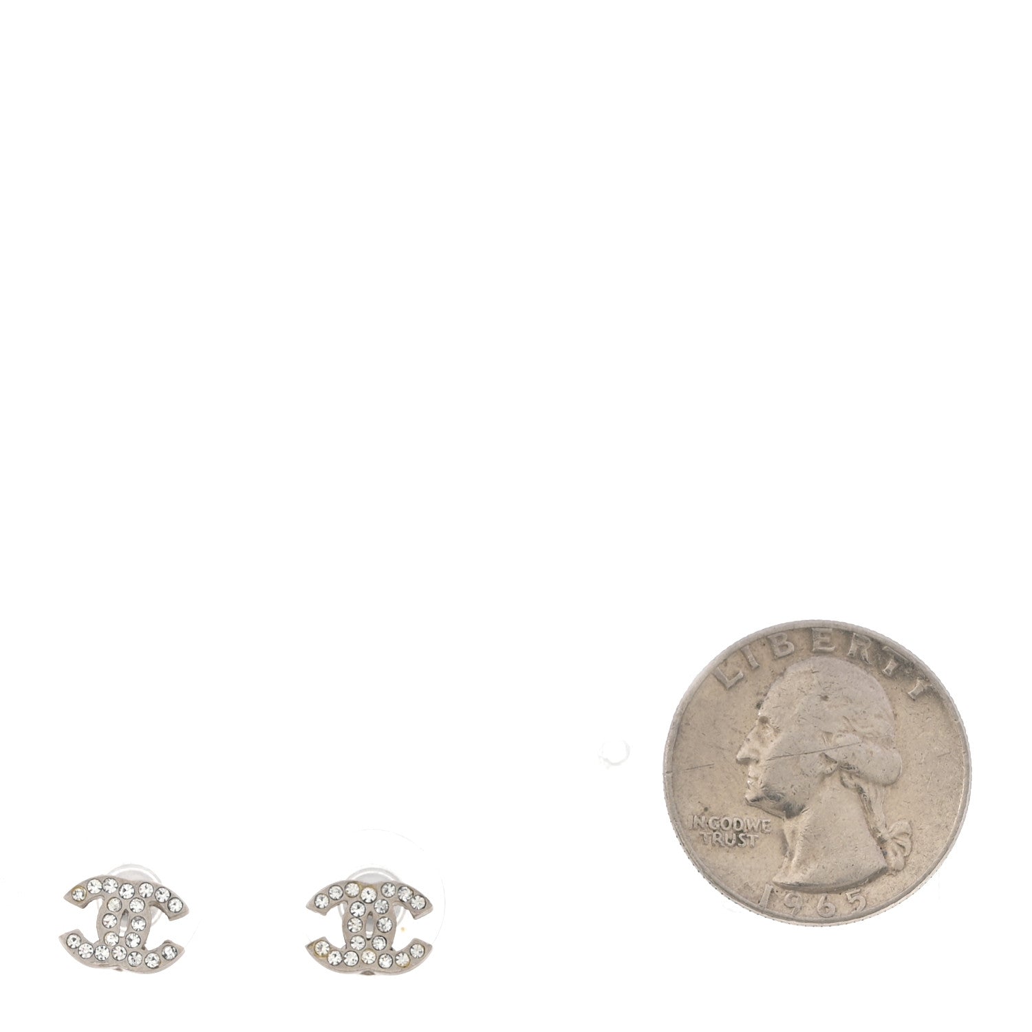 Chanel Crystal Mini Timeless CC Earrings Silver 2 of 4
