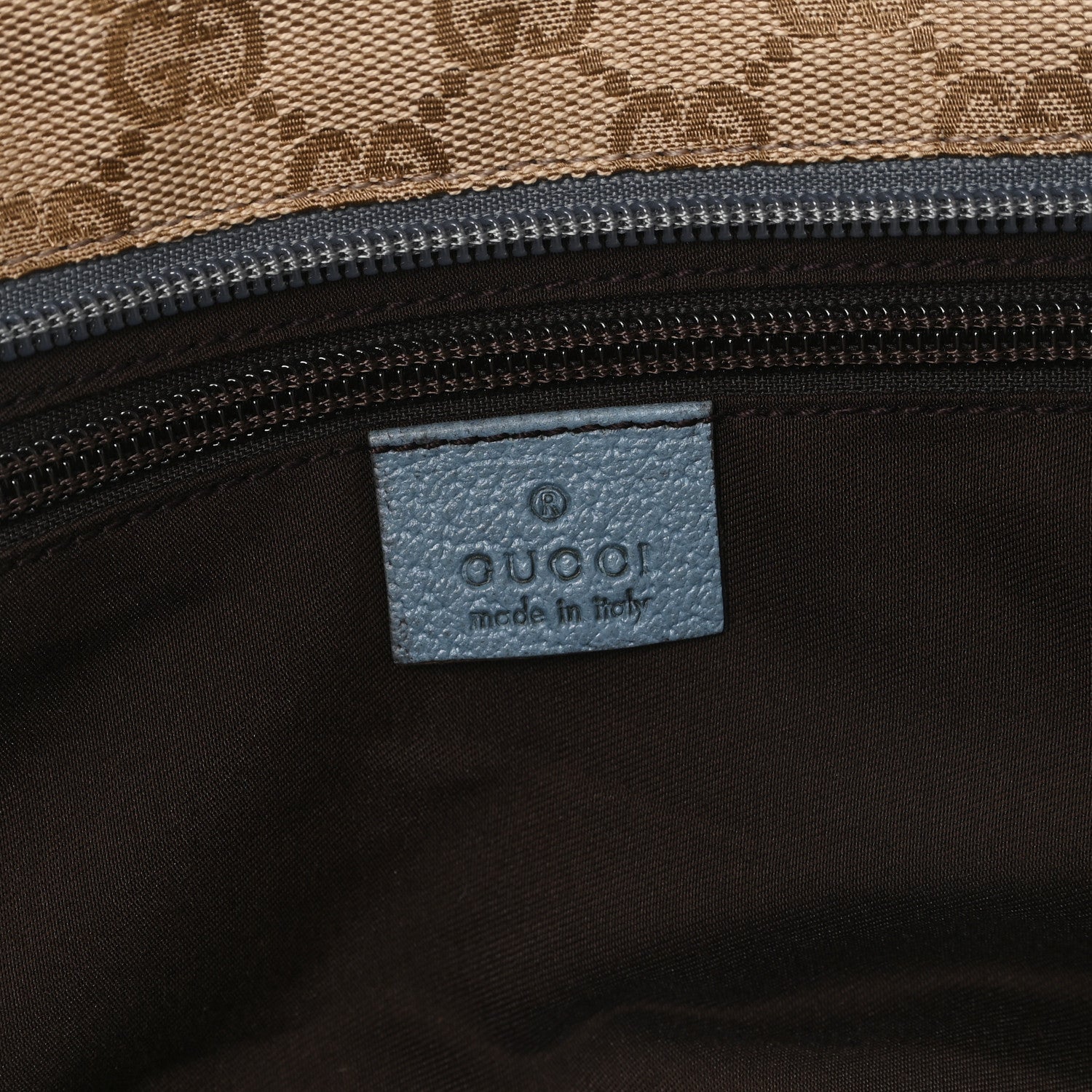 Gucci GG Monogram Medium Web Handle Bucket Tote Blue 6 of 10