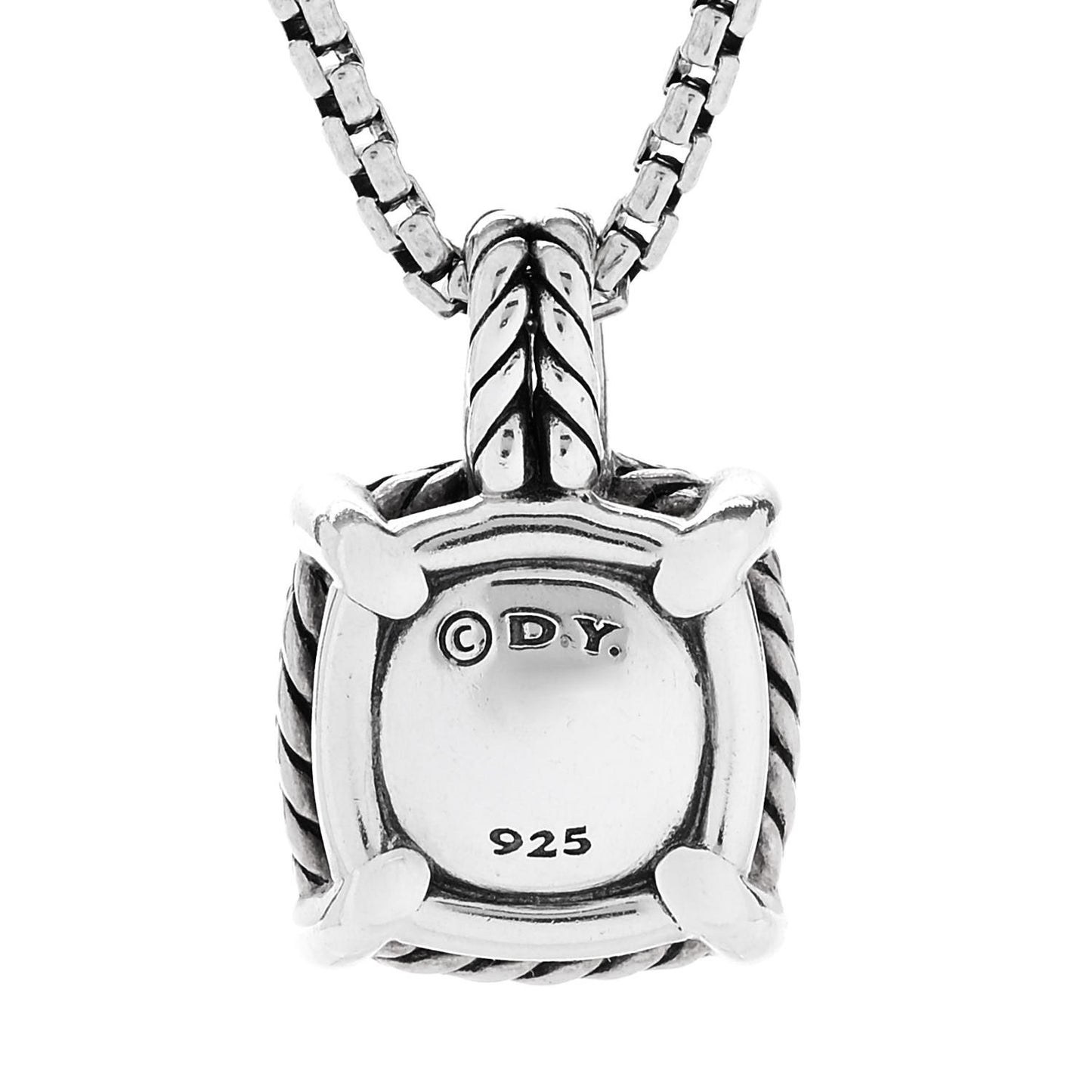 Sterling Silver Diamond Blue Topaz 9mm Chatelaine Pave Bezel Pendant Necklace