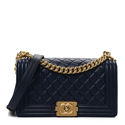 Chanel Lambskin Quilted Medium Boy Flap Dark Navy 1 of 8