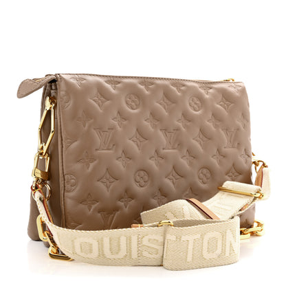 Louis Vuitton Lambskin Embossed Monogram Coussin PM Taupe 3 of 11