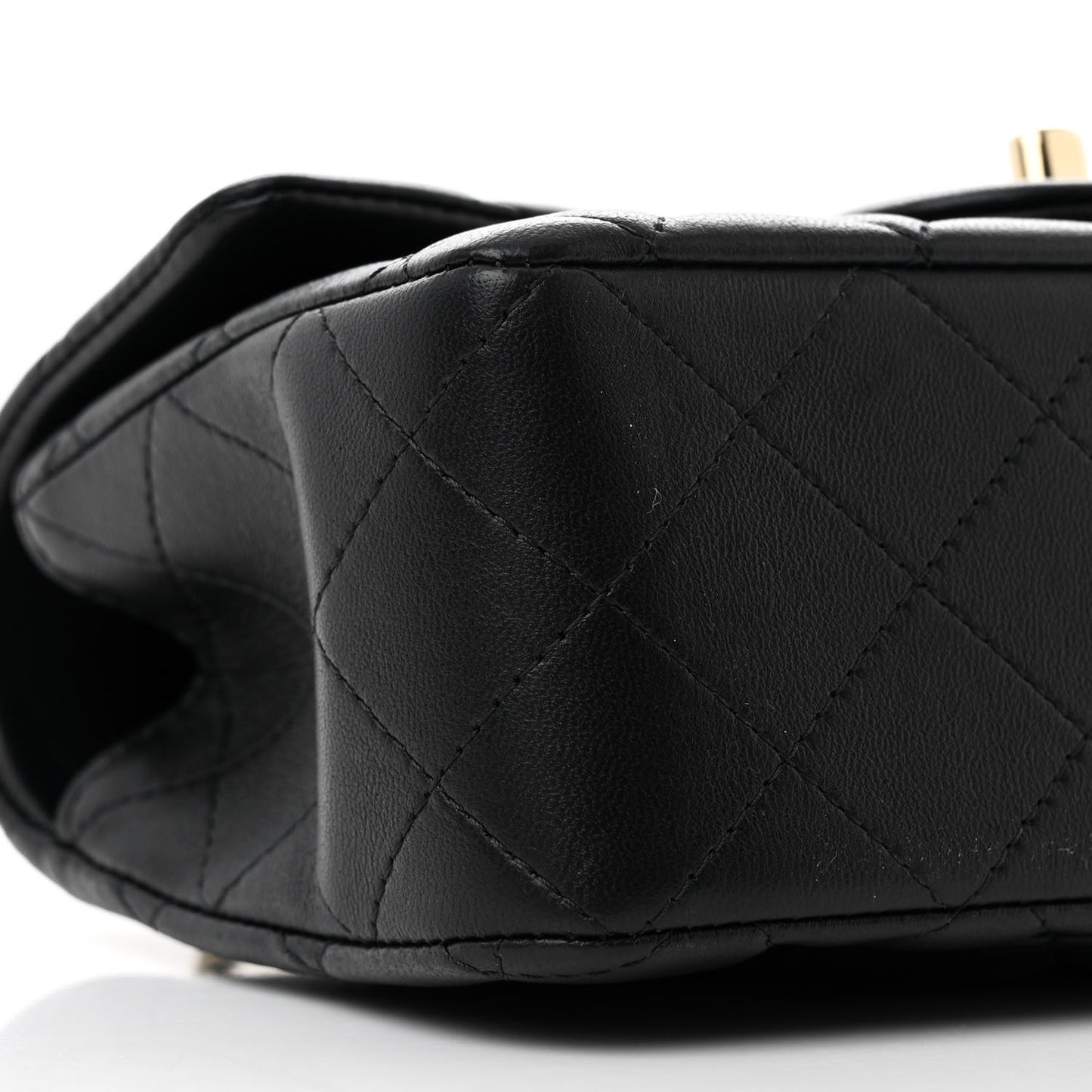 Lambskin Quilted Mini Top Handle Rectangular Flap Black