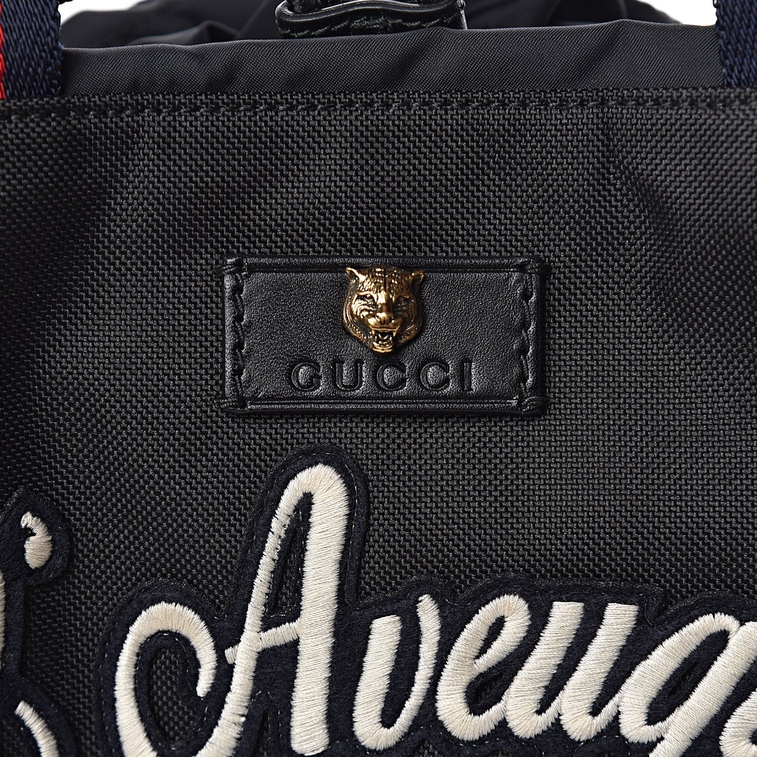 Gucci Techno Canvas Web L'Aveugle Par Amour Embroidered Drawstring Backpack Black 6 of 10