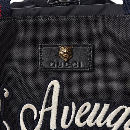 Gucci Techno Canvas Web L'Aveugle Par Amour Embroidered Drawstring Backpack Black 6 of 10