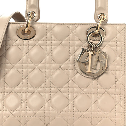 Christian Dior Lambskin Cannage Medium Lady Dior Beige 8 of 13