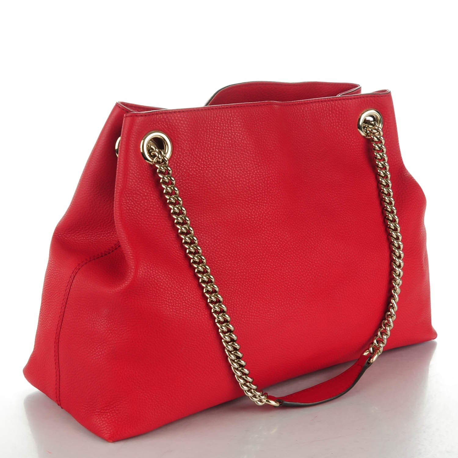 Gucci Pebbled Calfskin Medium Soho Chain Shoulder Bag Tabasco Red 3 of 7