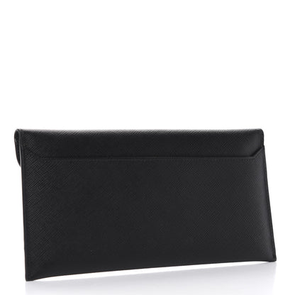 Prada Saffiano Letter Envelope Wallet Black 4 of 9