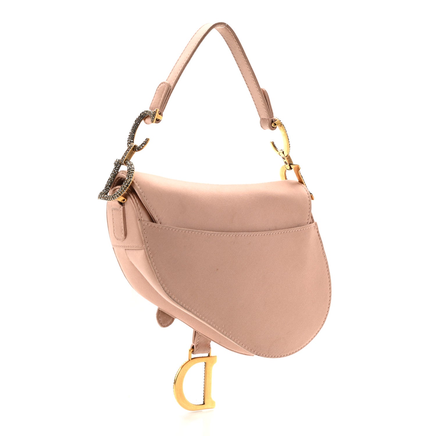 Christian Dior Satin Crystal Mini Saddle Bag Powder Beige 2 of 11