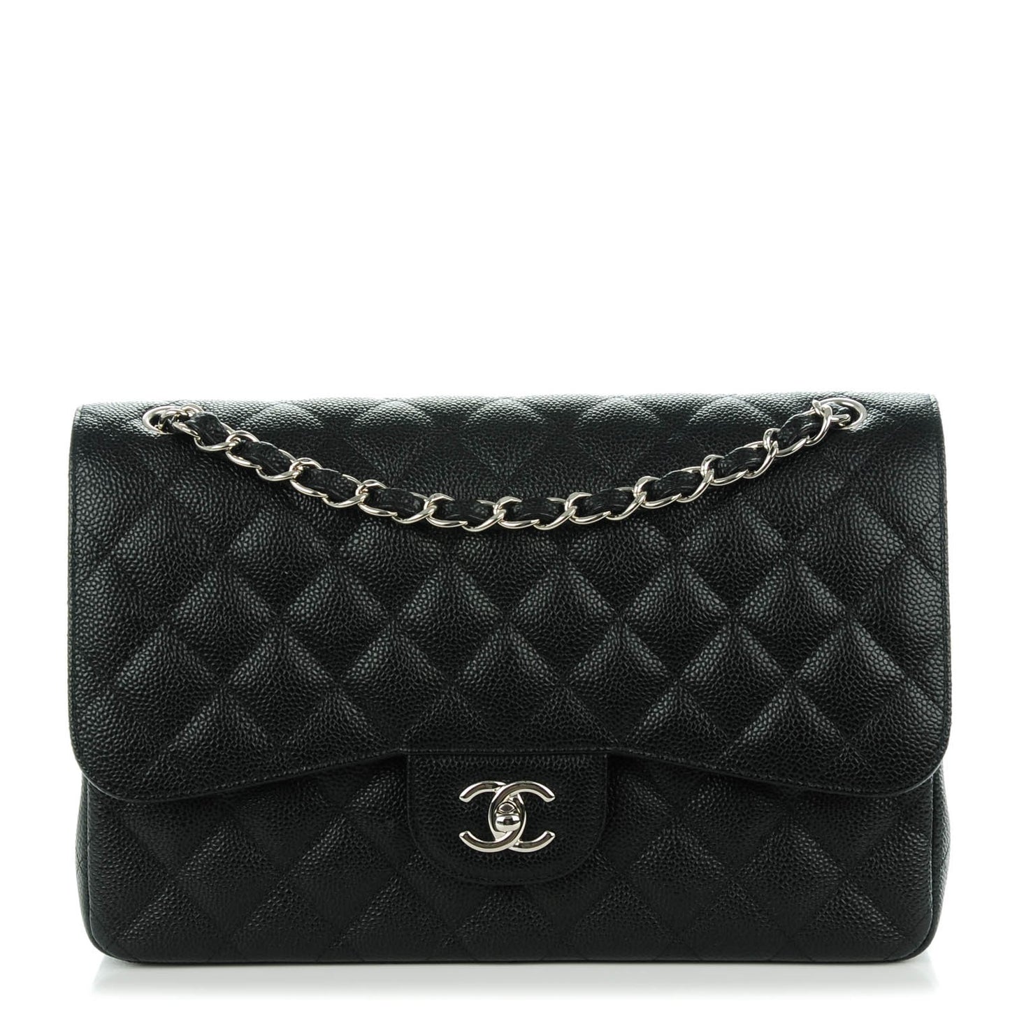 Caviar Quilted Jumbo Double Flap Black