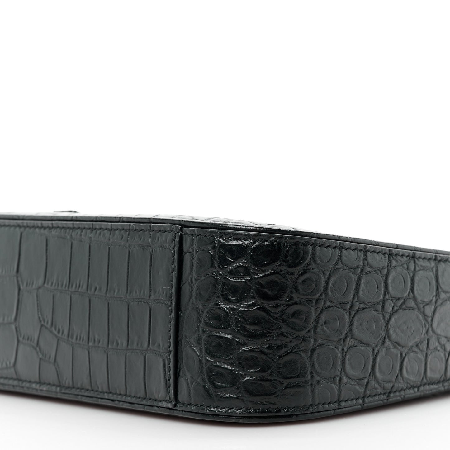 SAINT LAURENT Calfskin Crocodile Embossed LE 5 A 7 Hobo Black