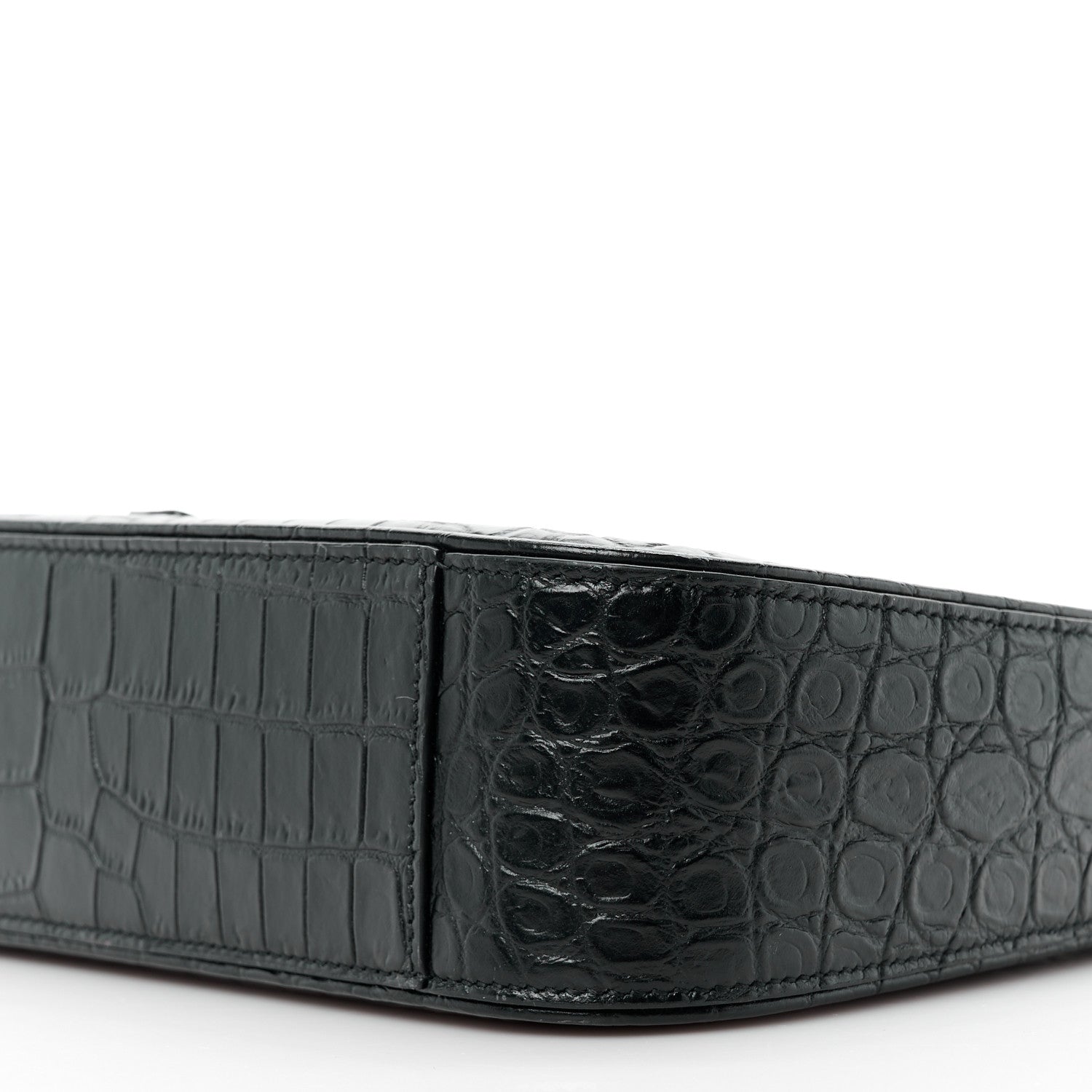 Saint Laurent SAINT LAURENT Calfskin Crocodile Embossed LE 5 A 7 Hobo Black 9 of 9