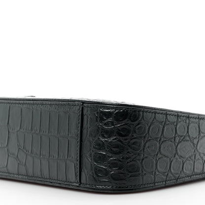 Saint Laurent SAINT LAURENT Calfskin Crocodile Embossed LE 5 A 7 Hobo Black 9 of 9
