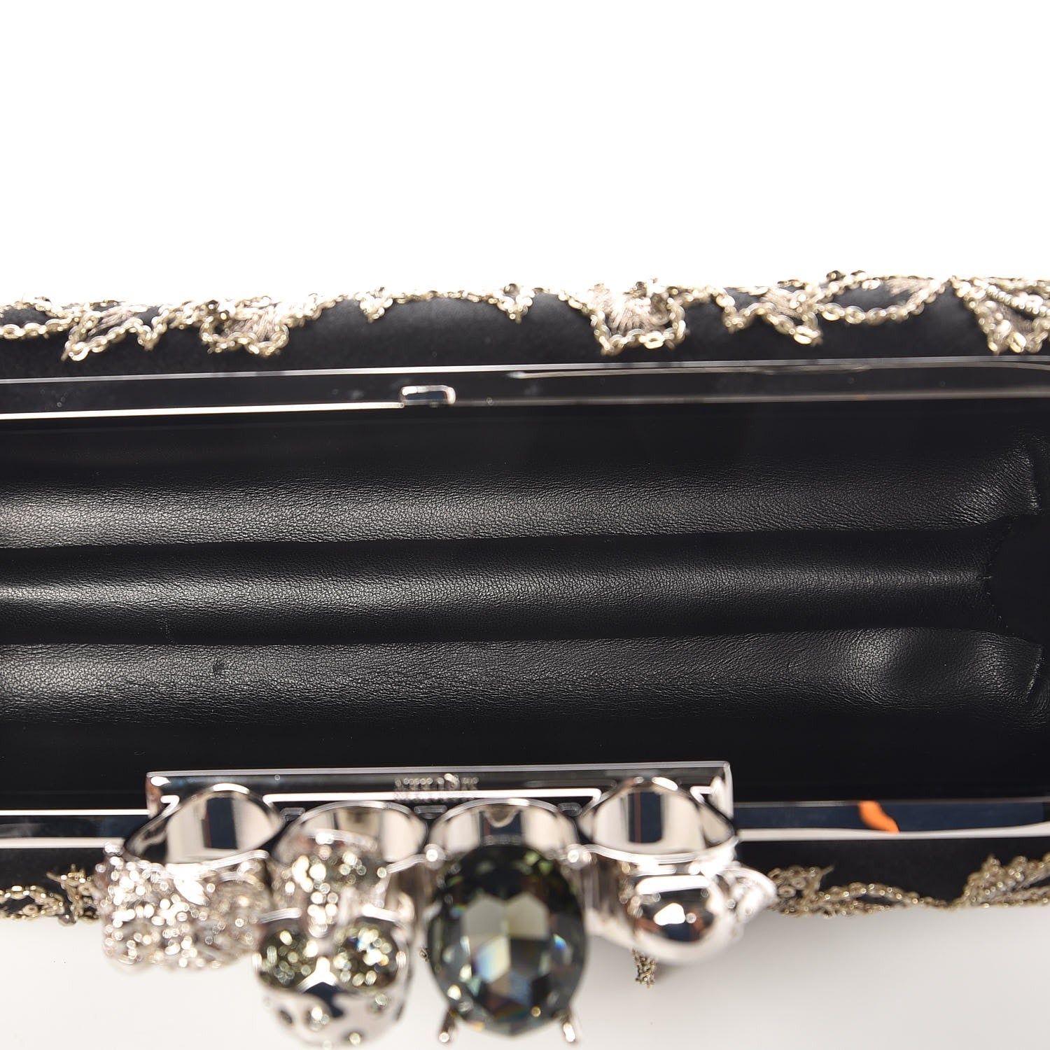 Alexander McQueen Silk Chain Skull Knuckle Box Clutch Black 5 of 7
