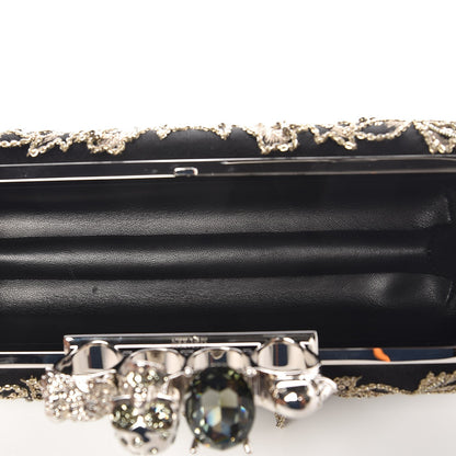Alexander McQueen Silk Chain Skull Knuckle Box Clutch Black 5 of 7