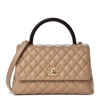 Chanel Caviar Lizard Embossed Quilted Small Coco Handle Flap Beige 1 of 12