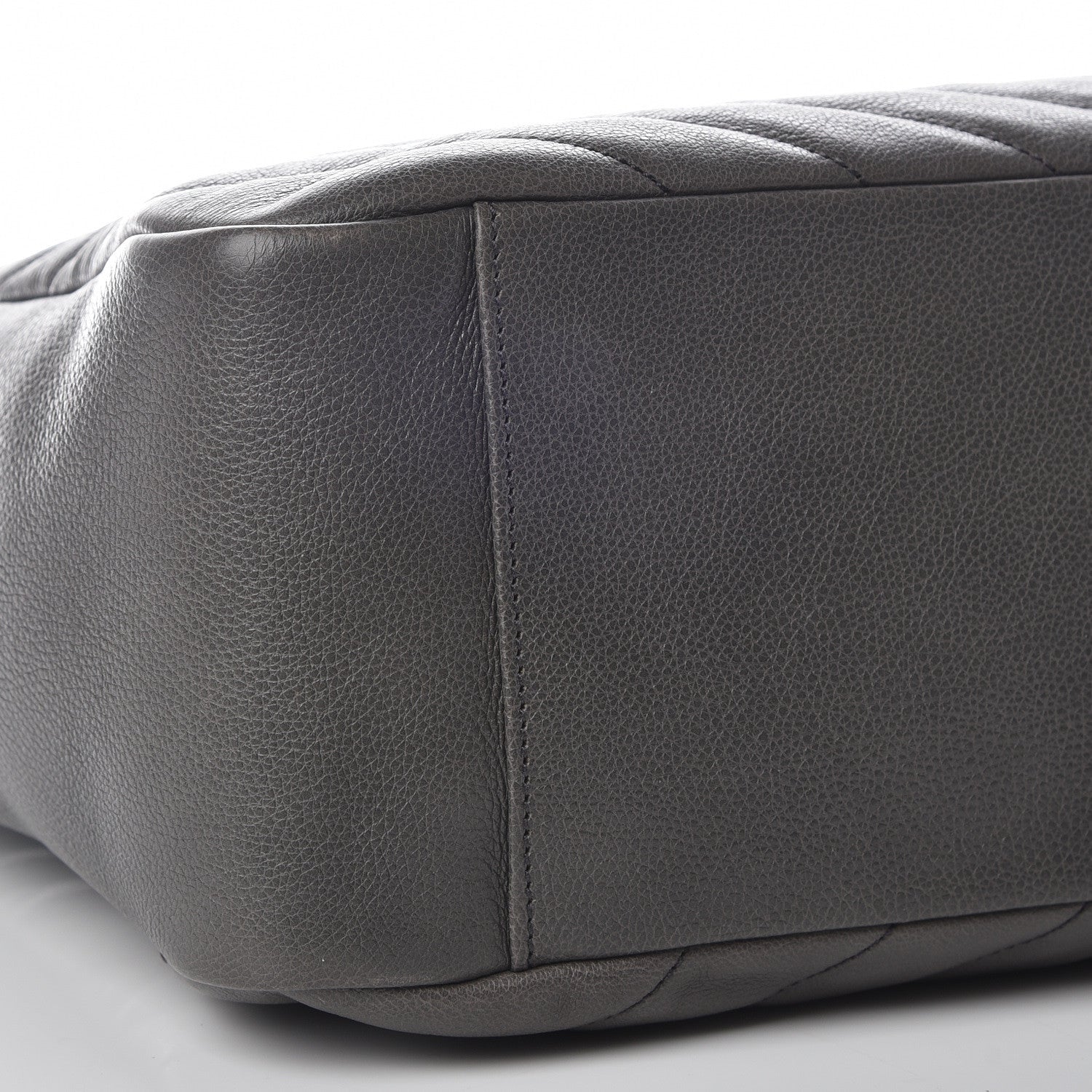 Saint Laurent Sheepskin Matelasse Chevron Large Monogram Shopping Bag Light Coal 6 of 22