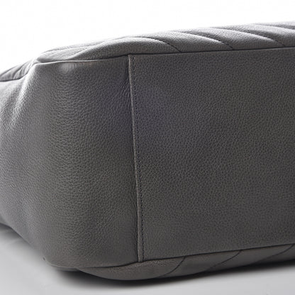 Saint Laurent Sheepskin Matelasse Chevron Large Monogram Shopping Bag Light Coal 6 of 22