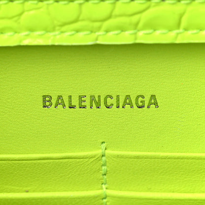 Balenciaga Shiny Calfskin Crocodile Embossed Hourglass Chain Bag Fluo Yellow 5 of 6