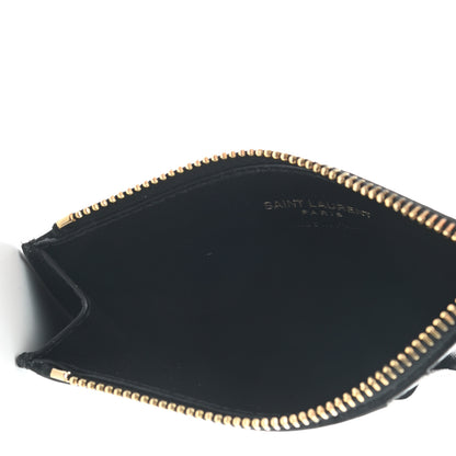 Saint Laurent Grained Calfskin Monogram 5 Fragments Zip Pouch Card Holder Black 5 of 7