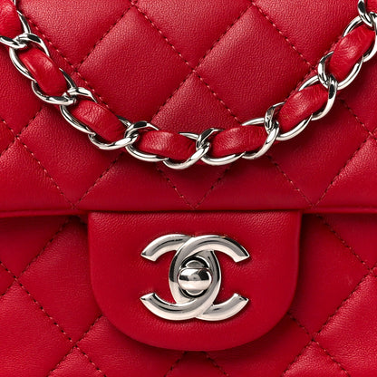 Chanel Lambskin Quilted Mini Rectangular Flap Red 9 of 11