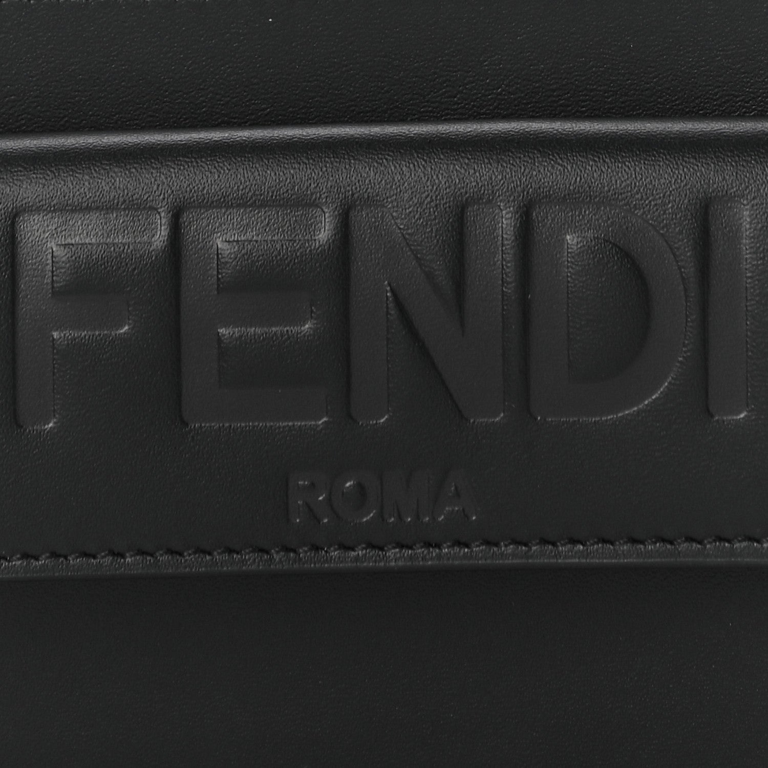 Fendi Vitello King Tamponato Logo Embossed Fold Over Card Holder Wallet Black 9 of 11